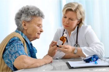 elderly woman and a doctor